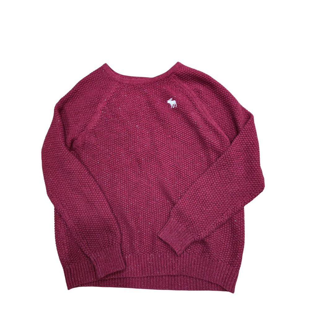 Abercrombie Kids Burgundy Knit Sweater with‎ Silver Glitter Sparkle Detail